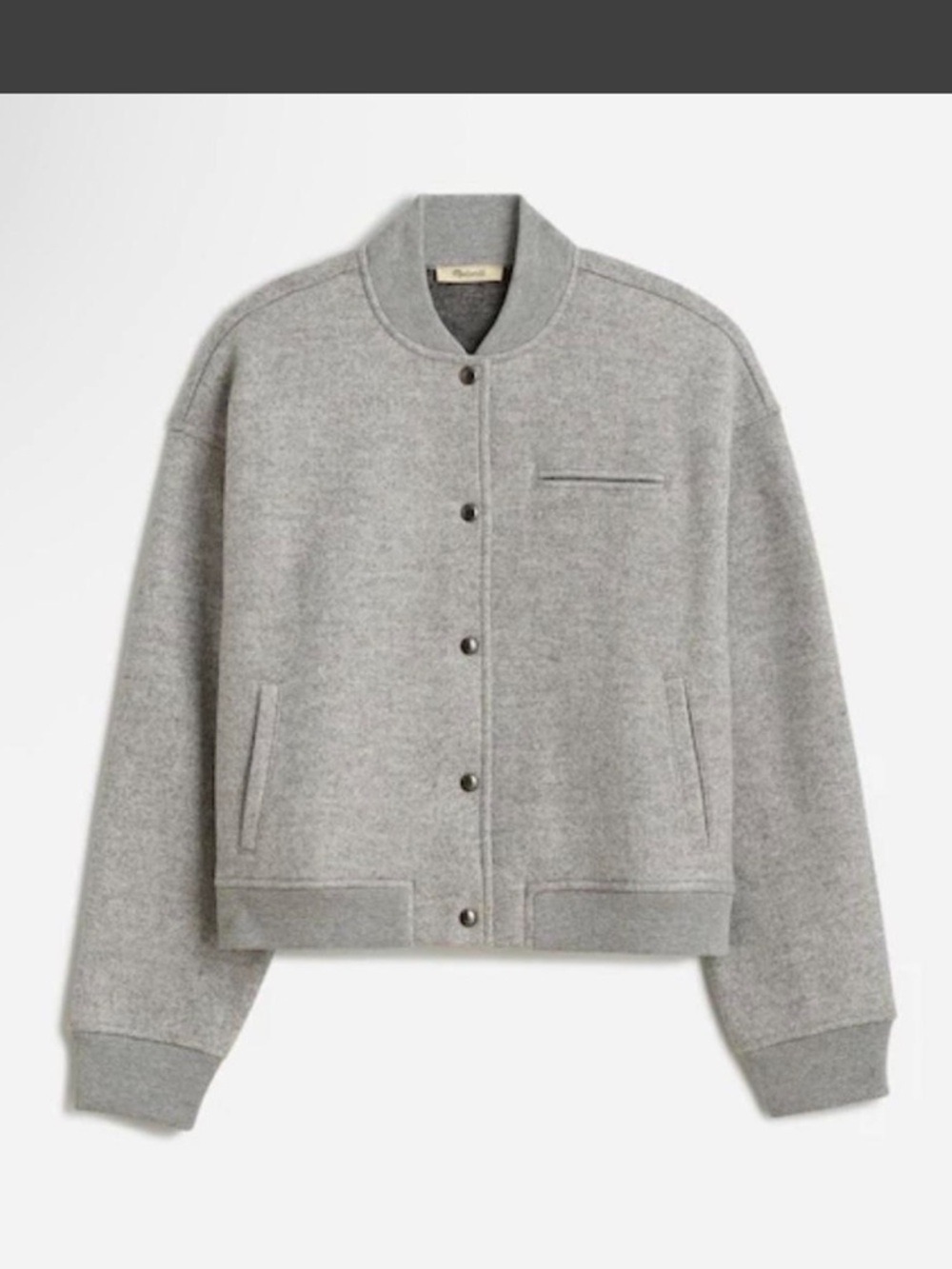 Madewell-Snap Front Bomber Jacket size Small Grey-like new - Picture 2 of 14